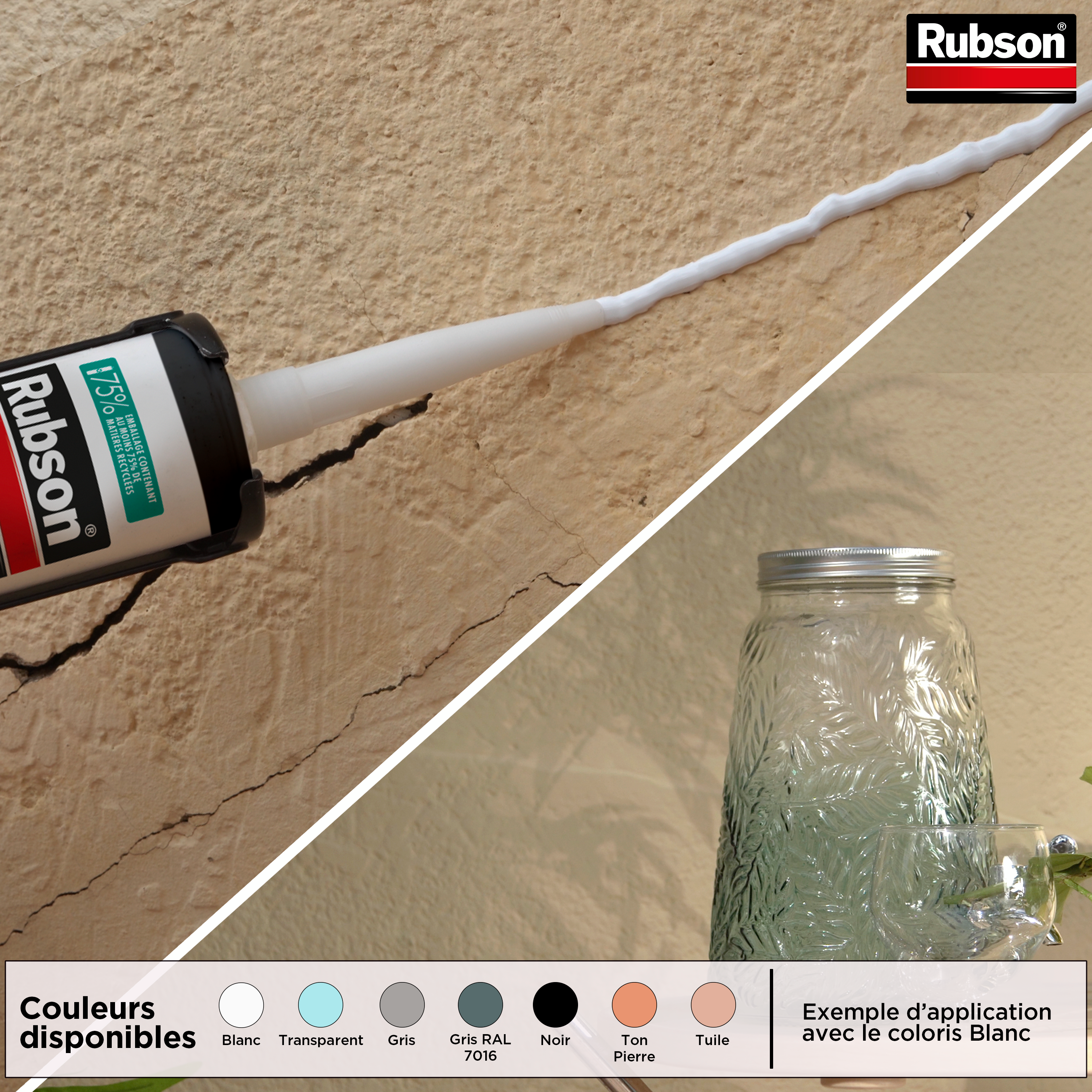 Mastic d'étanchéité Ft101 colle et jointe RUBSON transparent 280ml - 3