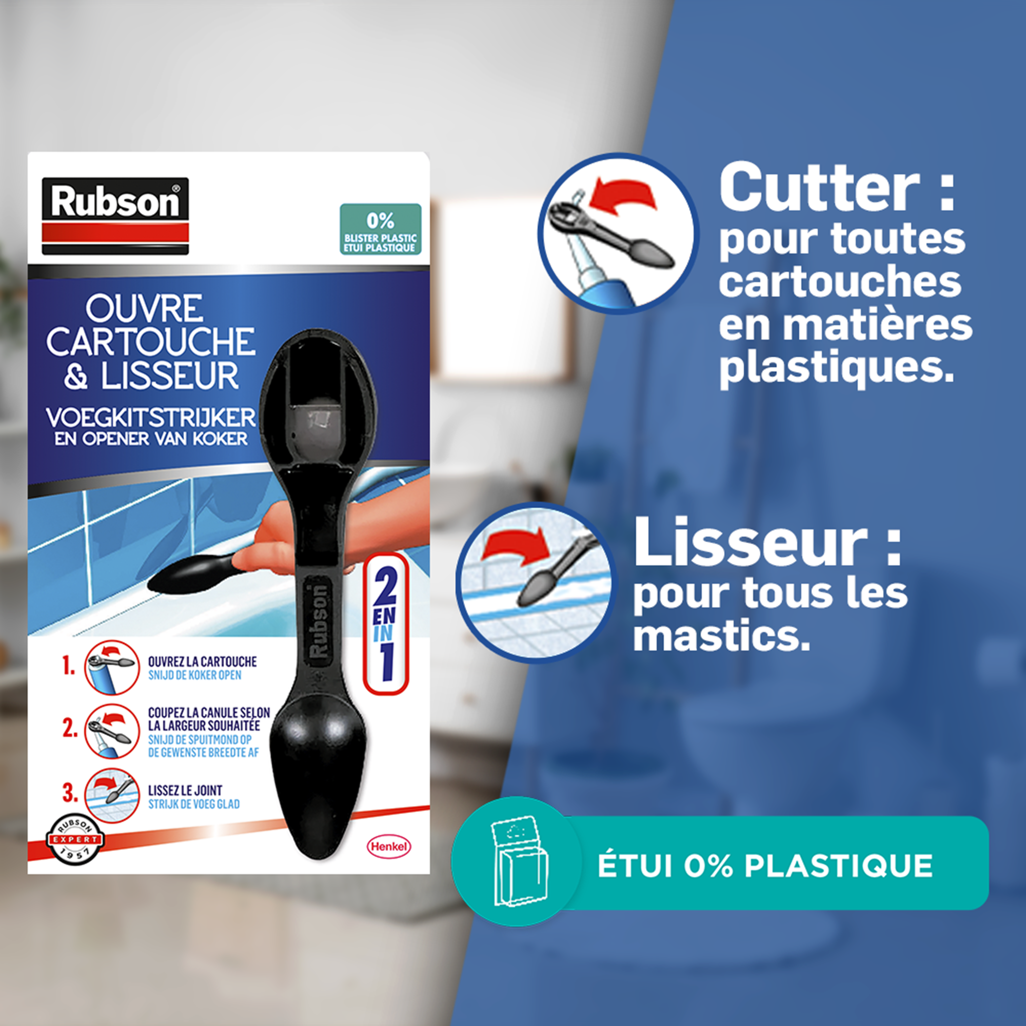 Lisseur de joints RUBSON Ouvre cartouche pour mastic silicone noir - 2