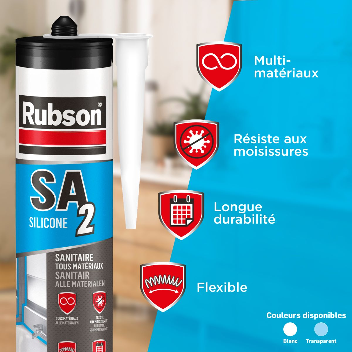 Mastic d'étanchéité Sa2 sanitaire RUBSON transparent 280ml - 2