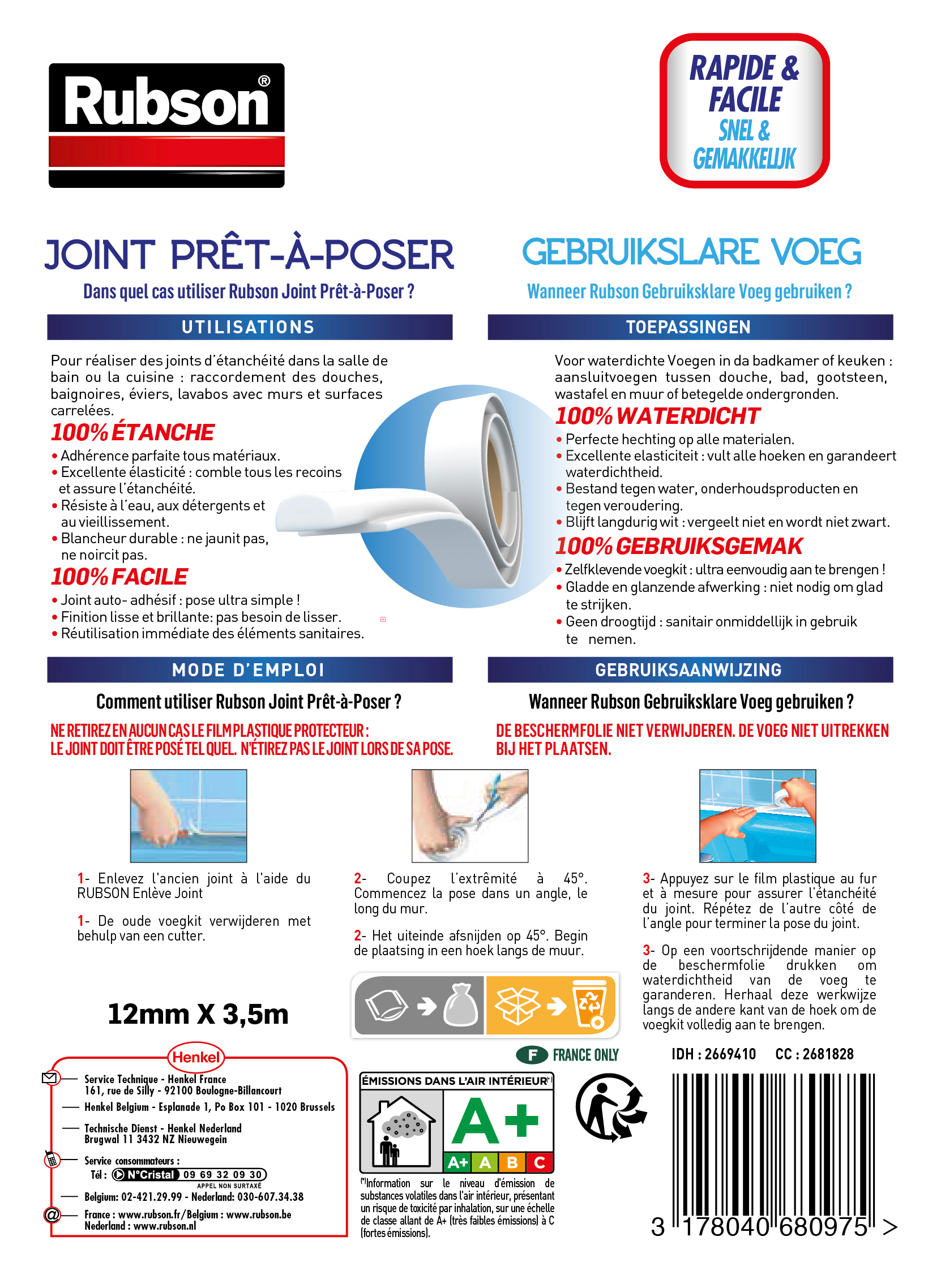 Accessoire d'étanchéité RUBSON Joint prêt à poser 12 mmx3,5m, blanc - 7