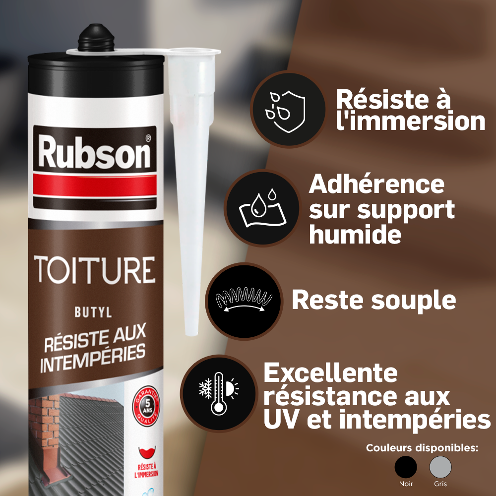 Mastic d'étanchéité Toitures RUBSON gris 280ml - 3