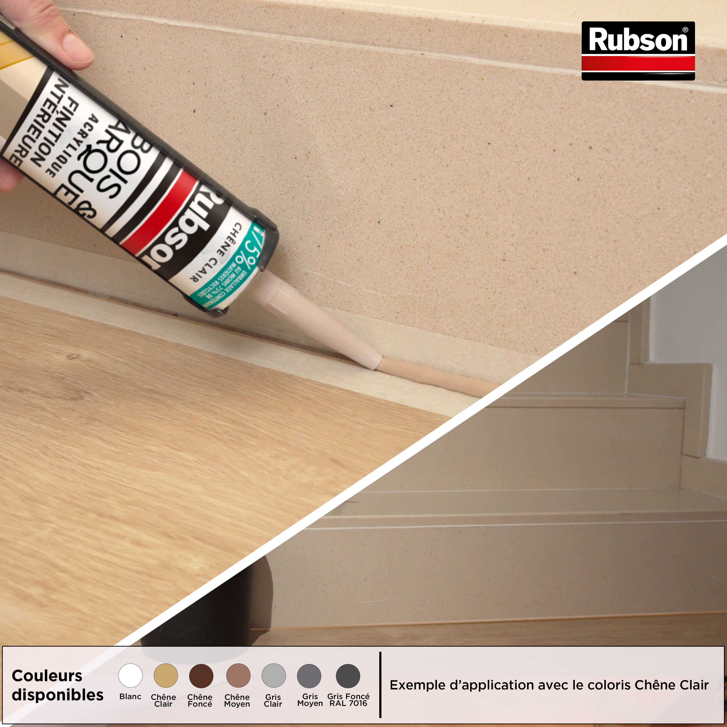 Mastic d'étanchéité Bois et parquet RUBSON blanc 280ml - 5
