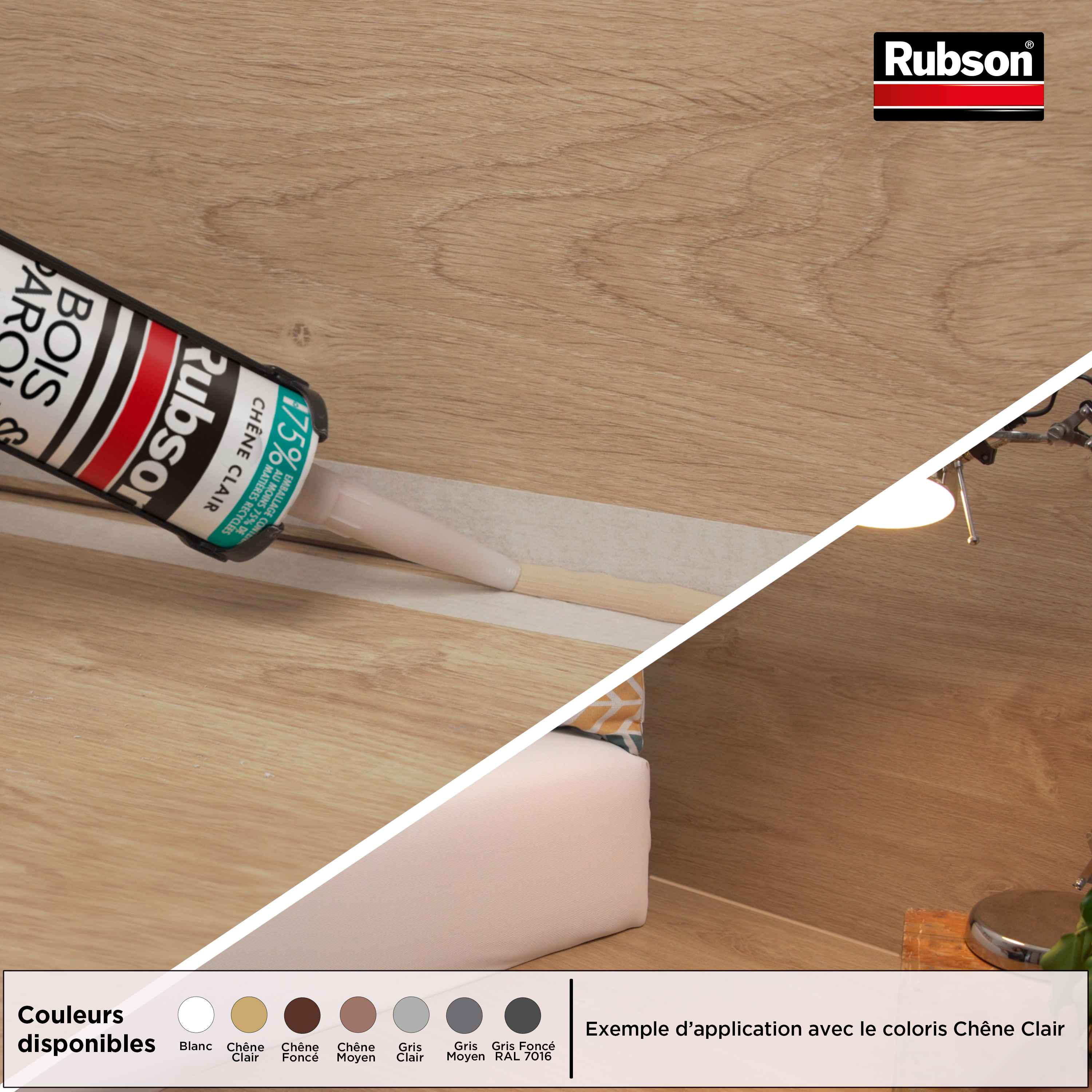 Mastic d'étanchéité Bois et parquet RUBSON blanc 280ml - 3