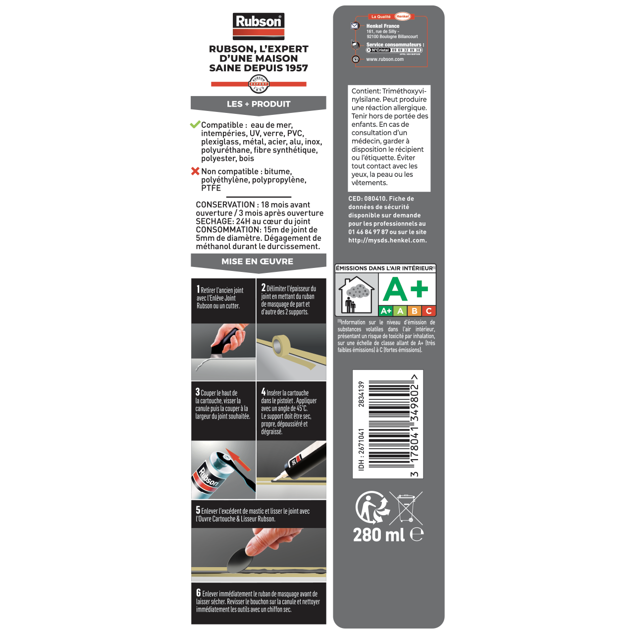 Mastic d'étanchéité Rubson pont de bateaux RUBSON noir 280ml - 2