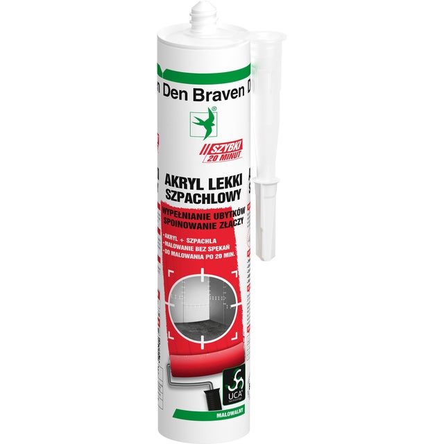 Akryl lekki szpachlowy Den Braven biały 280ml