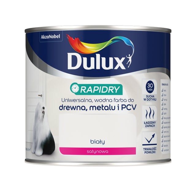 Emalia Dulux Rapidry biała satynowa 0,4l