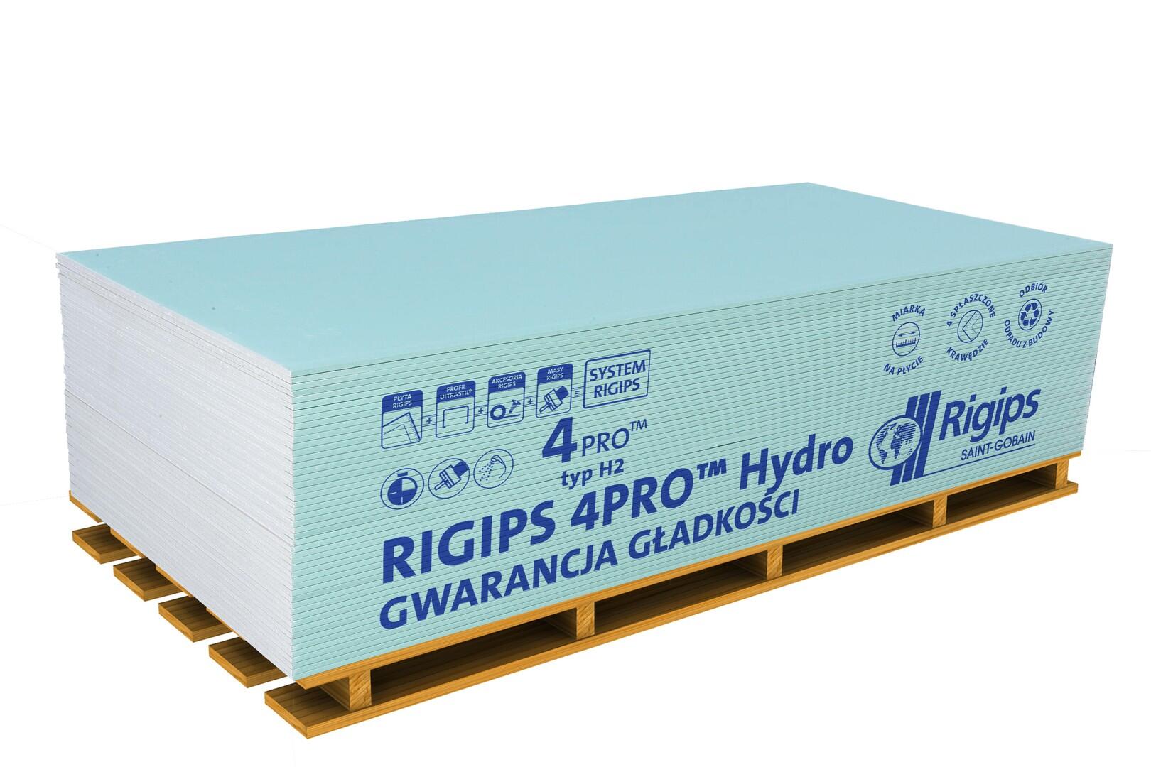 Płyta gipsowo-kartonowa impregnowana Rigips 4PRO Hydro 1200x2000x12,5 mm GKBI typ H2 - 2