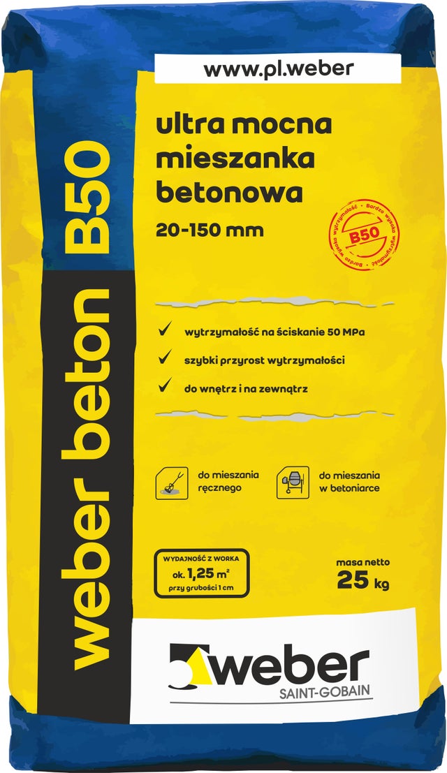 Gotowa sucha mieszanka Weber Beton B-50 25 kg, szybka