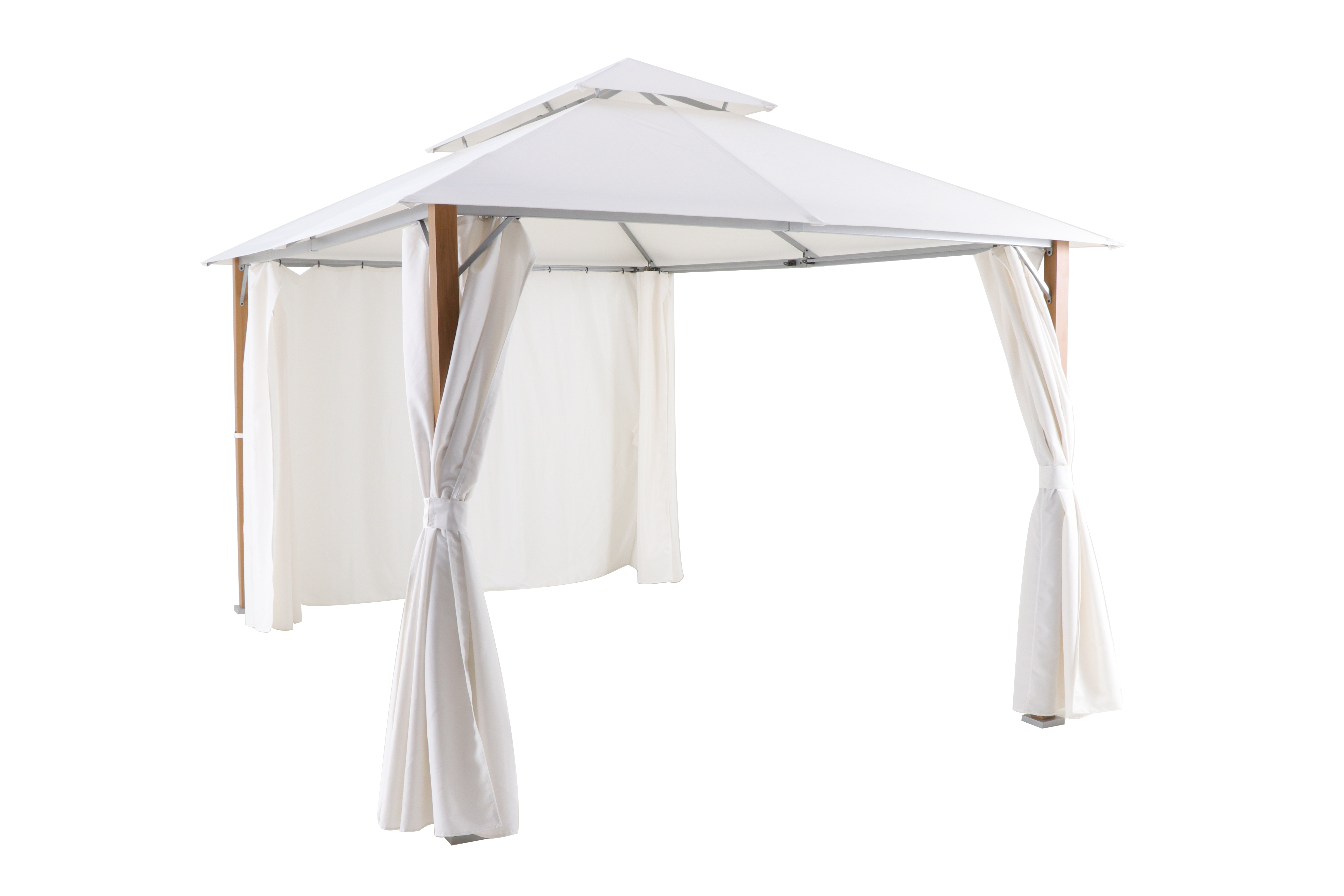 Gazebo 370x270 cm in alluminio naturale, copertura bianca - Agora NATERIAL - 10