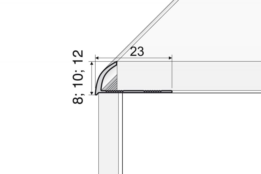 Profil krawędziowy owalny  A53 2,5 mb 10 mm aluminium polerowane - 2