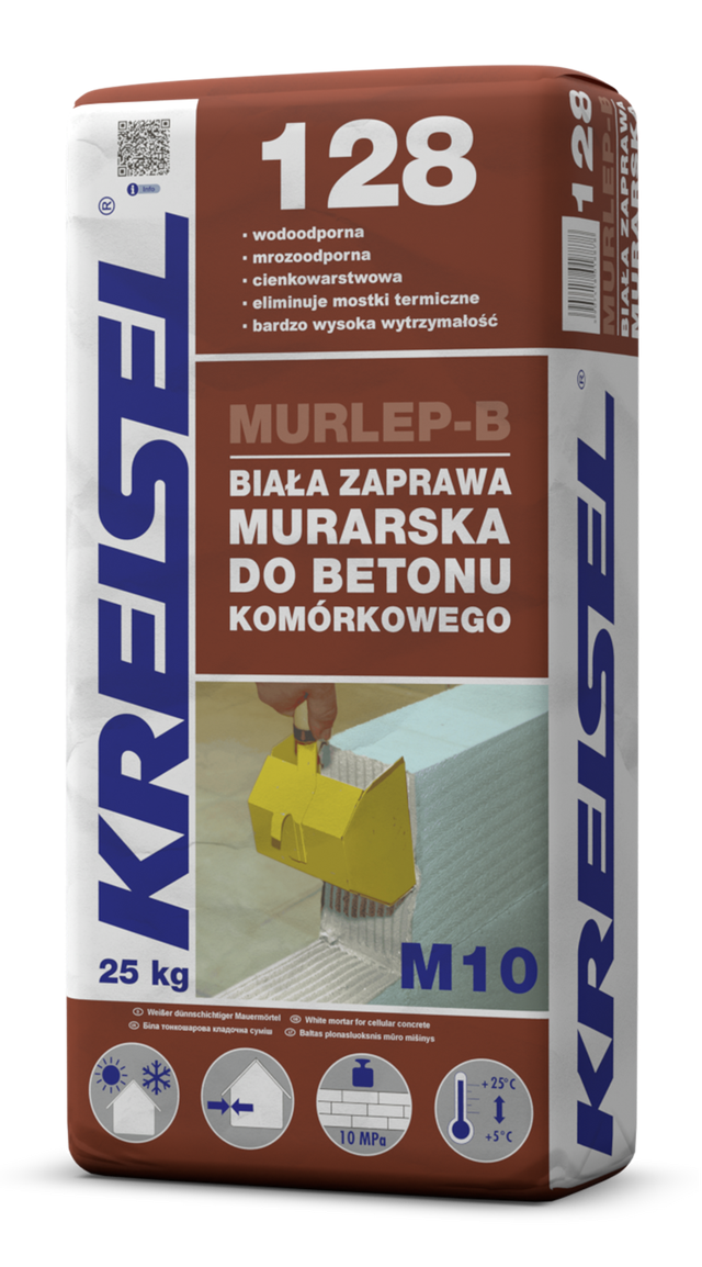Zaprawa murarska cienkowarstwowa Kreisel Murlep-B 128 25 kg, biała