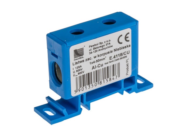 Listwa zaciskowa AL/CU 2,5-50 niebieska E.4118/CU