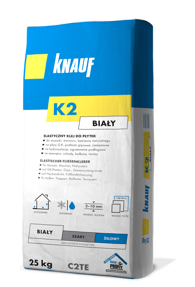 Klej do płytek elastyczny Knauf K2 biały 25 kg