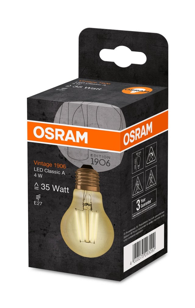 Żarówka LED E27 A60 4W 410lm 2400K filament bursztynowy