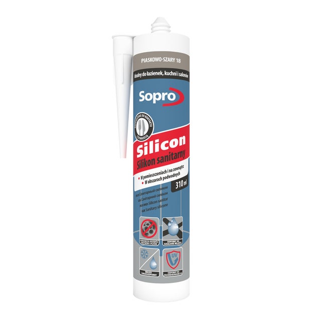 Silikon sanitarny Sopro 34 piaskowo szary 310ml