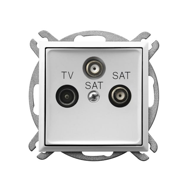 Ospel Aria biały gniazdo antenowe TV-2x SAT końcowe