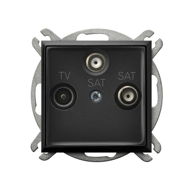 Ospel Aria czarny metalik gniazdo antenowe TV-2x SAT końcowe