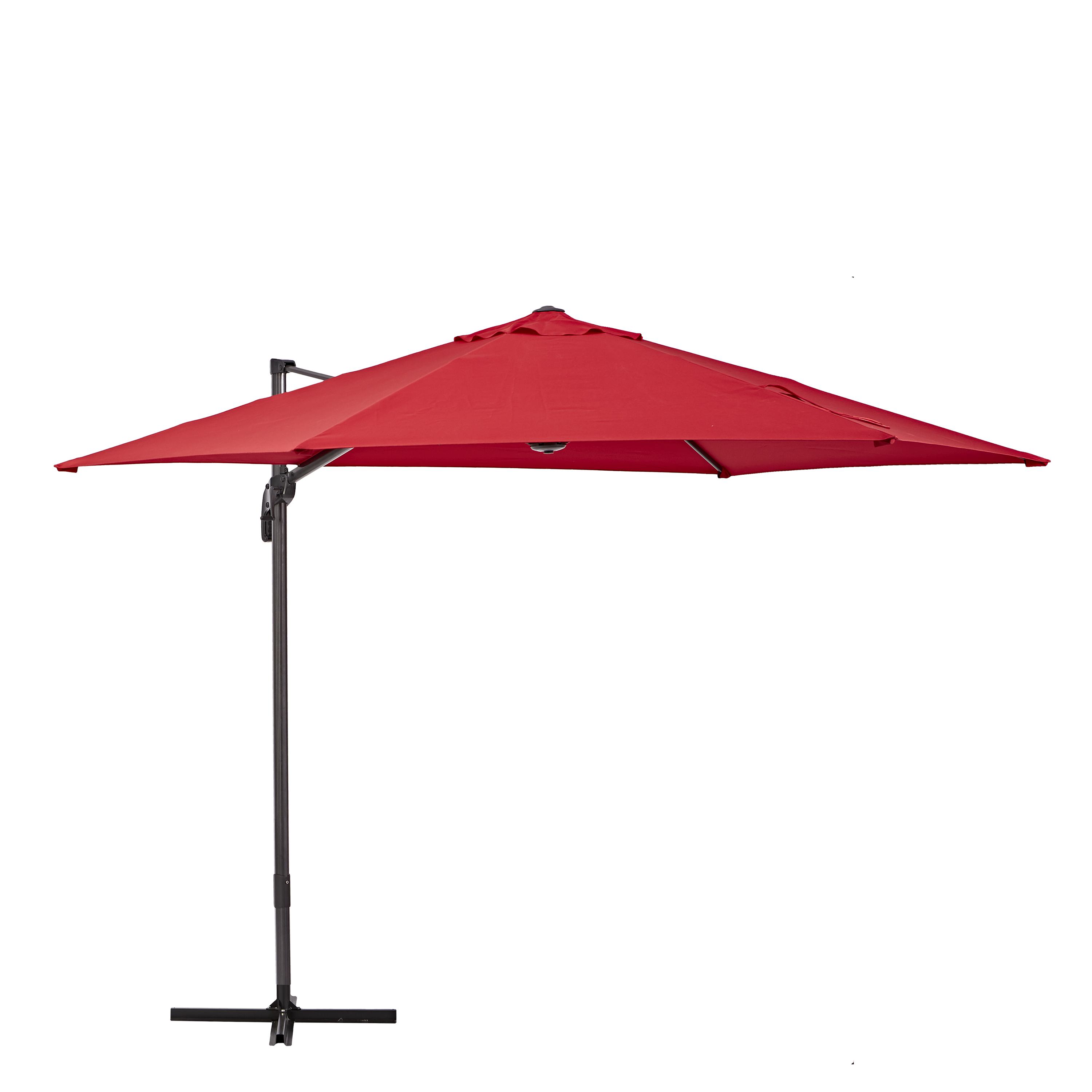 Parasol hexagonal de aluminio / acero naterial avea rojo ø 289 cm + 4 pies de parasol gomo cuadrado de cemento de 26 kg