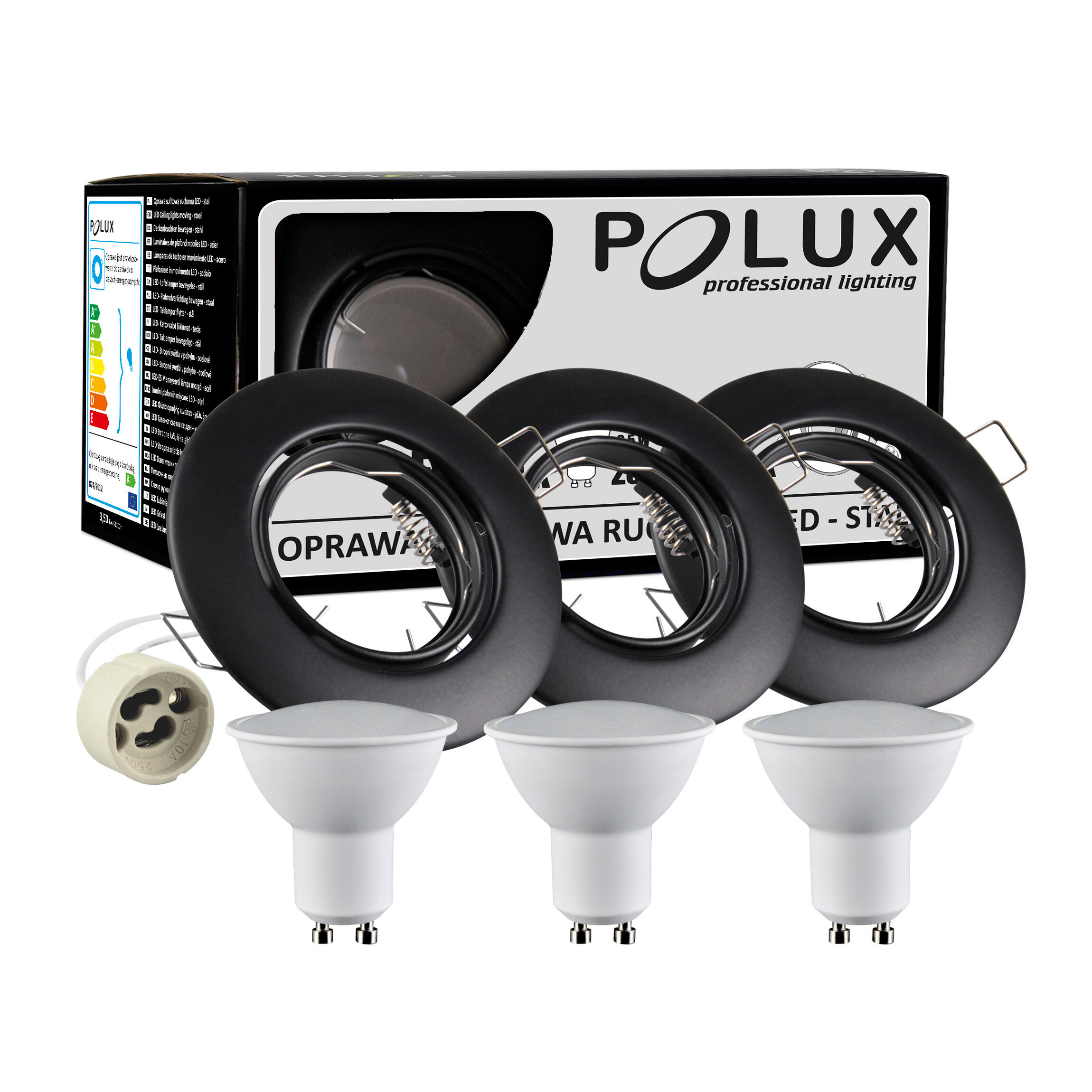 3x Ooczko podtynkowe ruchome Olin LED GU10 250 lm czarne - 2