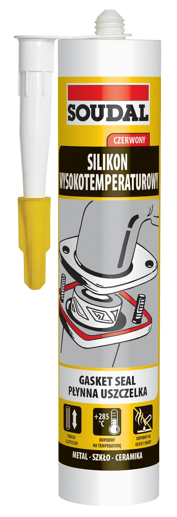 Silikon wysokotemperaturowy Soudal czerwony 280ml
