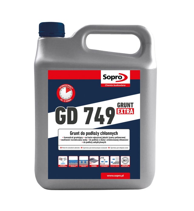 Grunt do podłoży chłonnych Sopro GD 749 10 l, szybkoschnący, głęboko penetrujący
