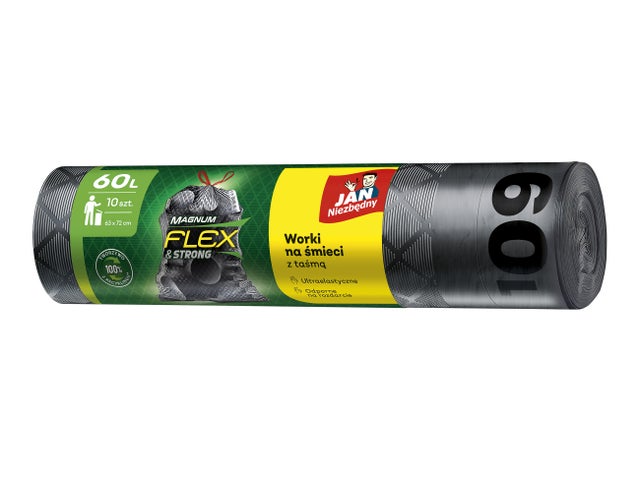 Worki na śmieci z taśmą Jan Niezbędny Flex&Strong 60l 10 sztuk