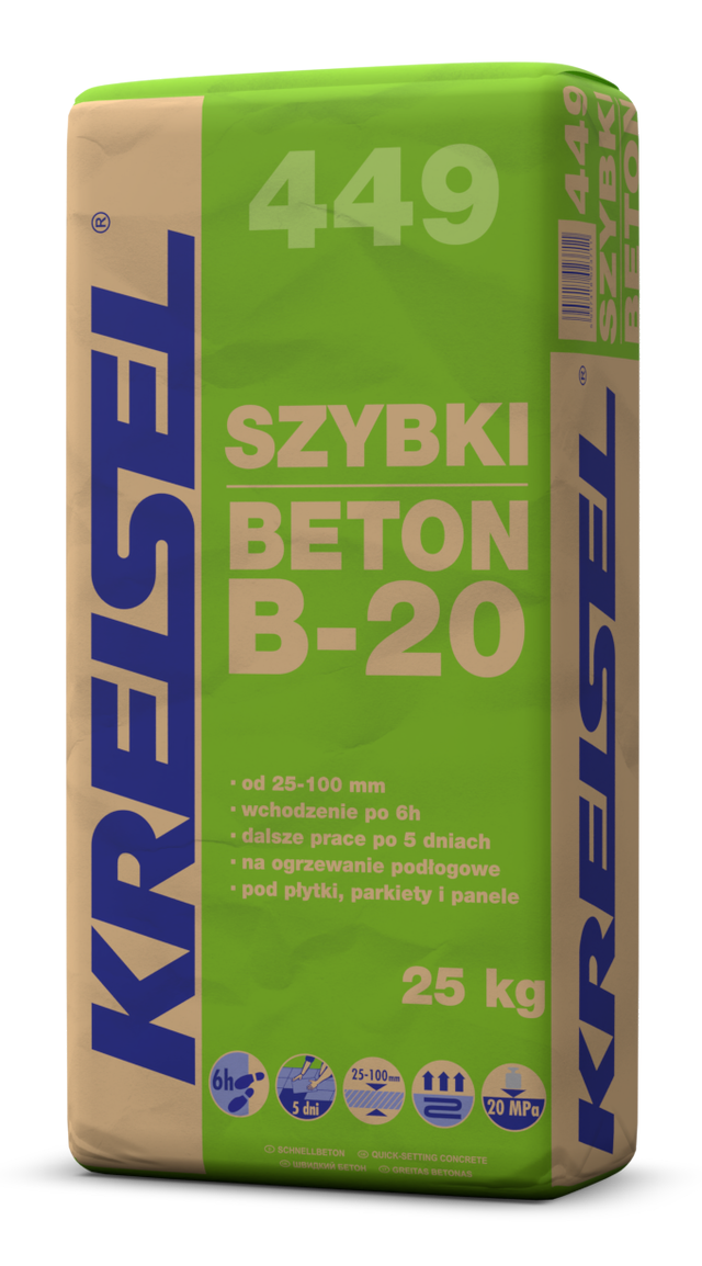 Zaprawa betonowa Szybki Beton B-20 Kreisel 449 25 kg, podkład podłogowy, 25-100 mm