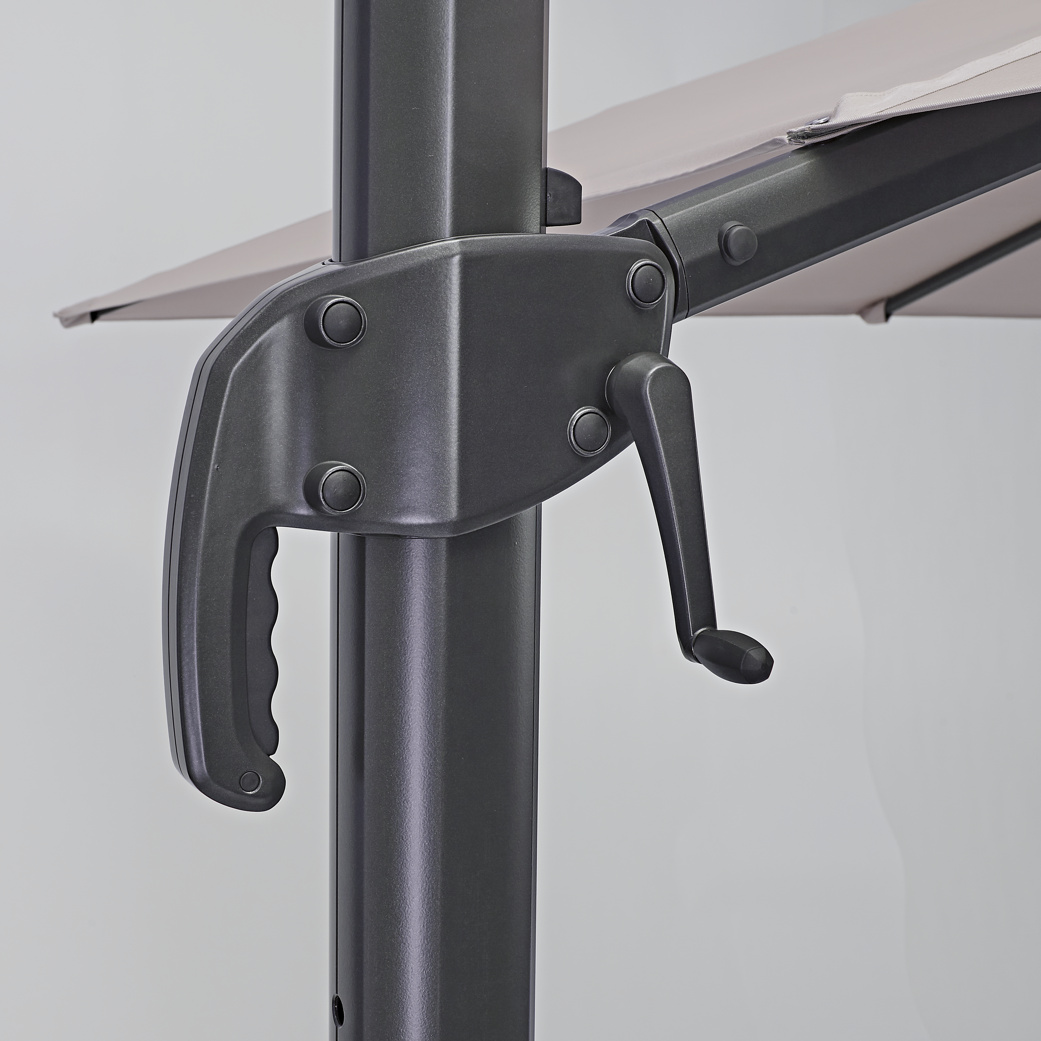 Ombrellone a palo laterale grigio Aura NATERIAL con telo quadrato tortora L 286 x P 286 x H 264 cm - 21