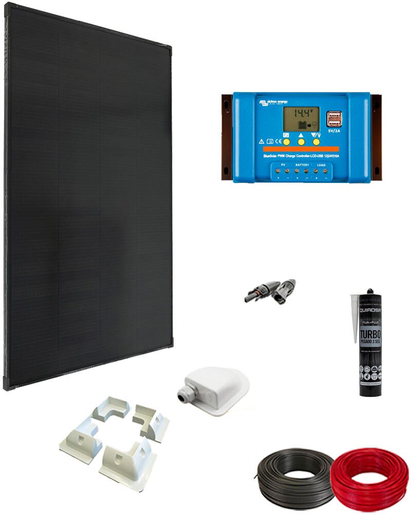 Kit solar fotovoltaico camper 12v panel solar de 200 w con estructura y cableado