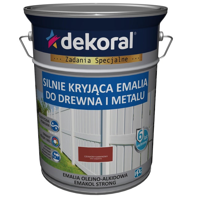 Emalia olejno-alkidowa Dekoral Emakol Strong czerwony karminowy 5l