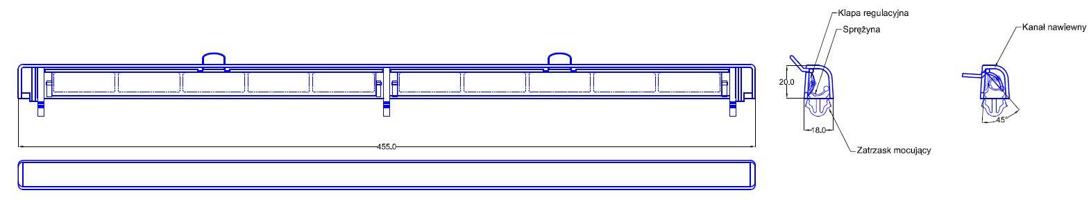 Nawiewnik okienny Slimline 4000 biały 454x18x20 mm - 2