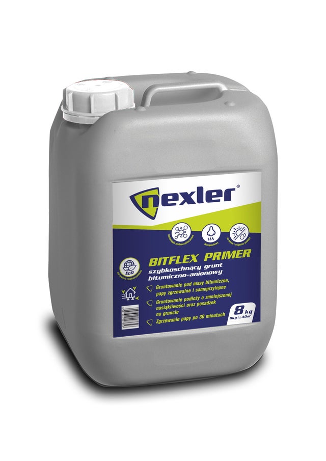 Grunt bitumiczno-anionowy Nexler Bitflex Primer 8 kg, szybkoschnący