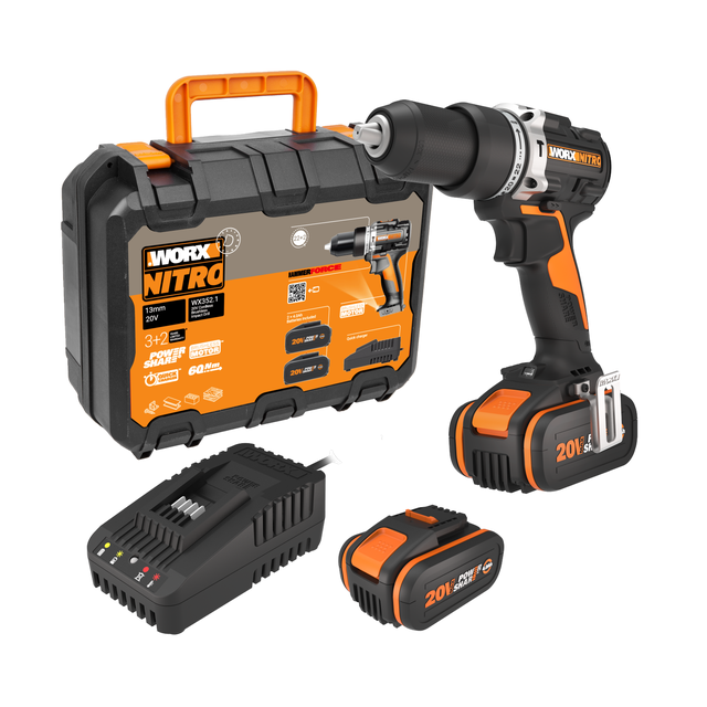Wiertarko-wkrętarka akumulatorowa udarowa 20V 2x4Ah Nitro WX352.1 Worx