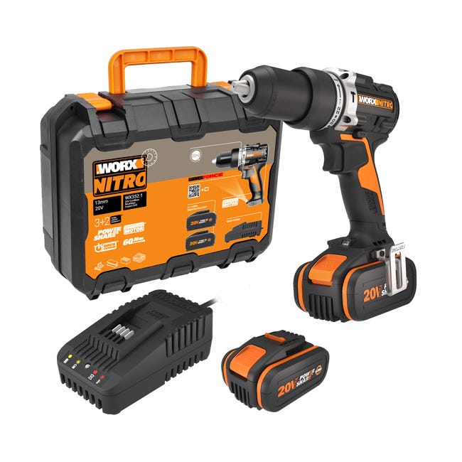 Wiertarko wkretarka akumulatorowa udarowa 20v 2x4ah nitro wx352 1 worx 82909960