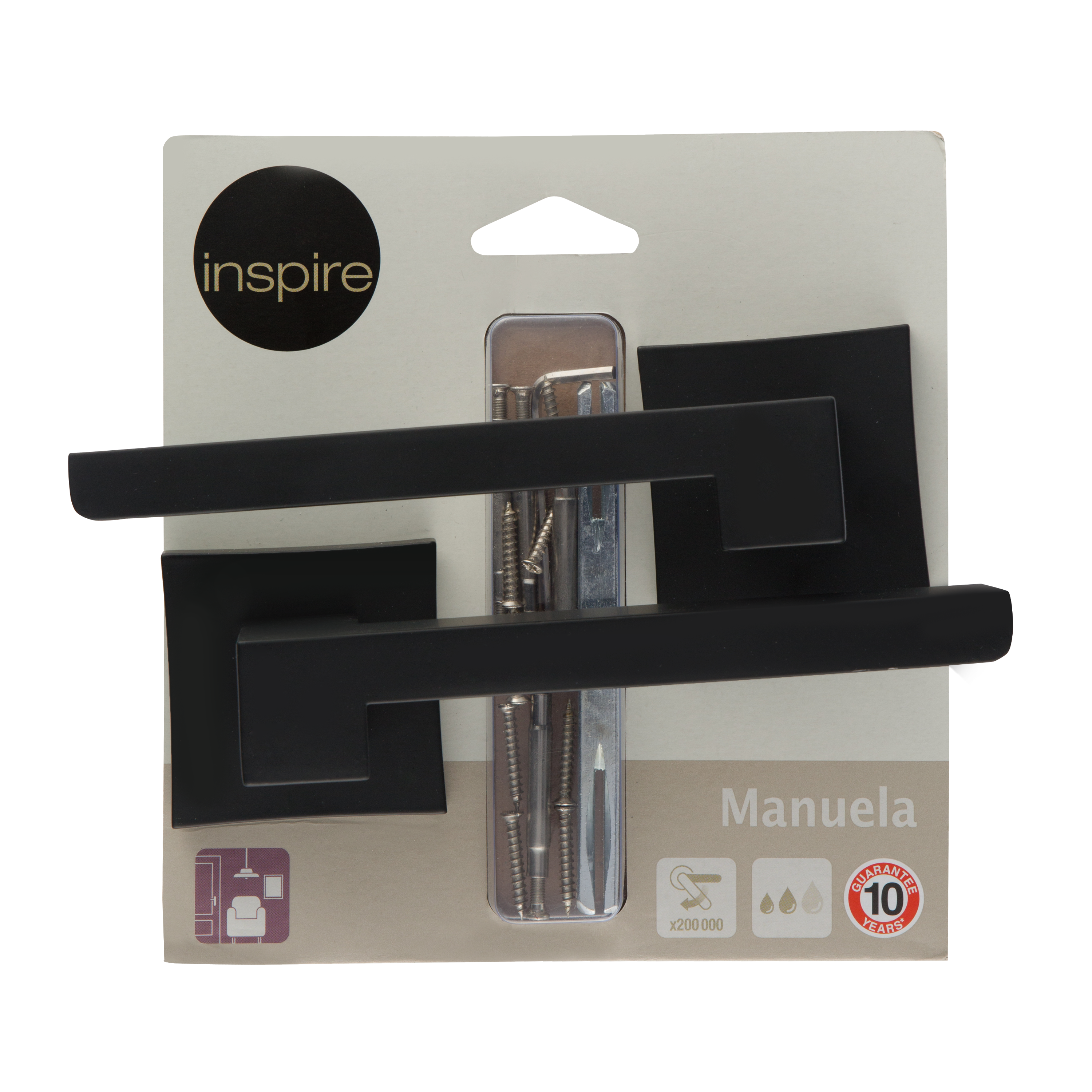 Juego de manilla con roseta cuadrada INSPIRE serie Manuela en aluminio negro - 9