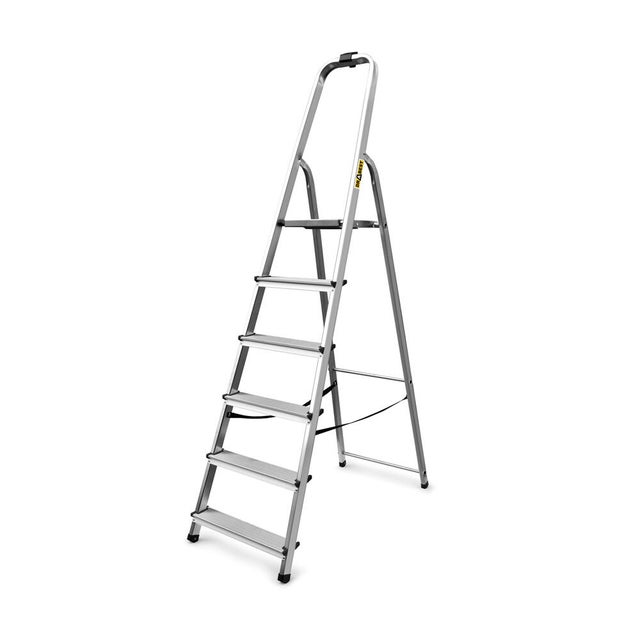 Drabina aluminiowa domowa 6 - stopniowa nośność 125 kg + haczyk gratis