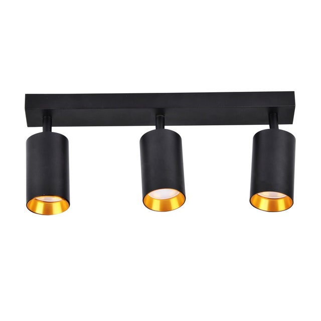 Lampa ścienno-sufitowa GU10 MARIBEL 3xGU10 10W kolor czarny + czarne/złote pierścienie