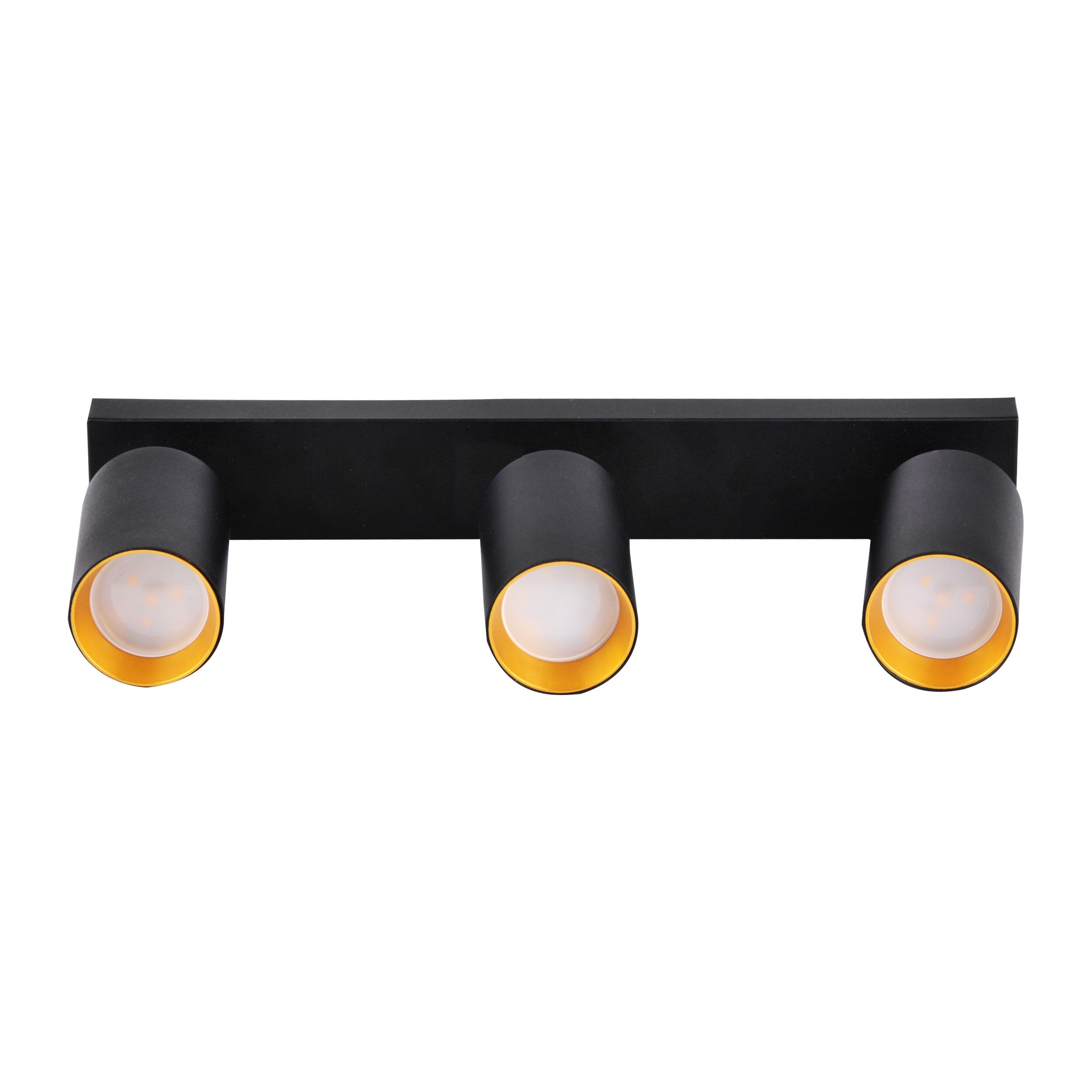 Lampa ścienno-sufitowa GU10 MARIBEL 3xGU10 10W kolor czarny + czarne/złote pierścienie - 2