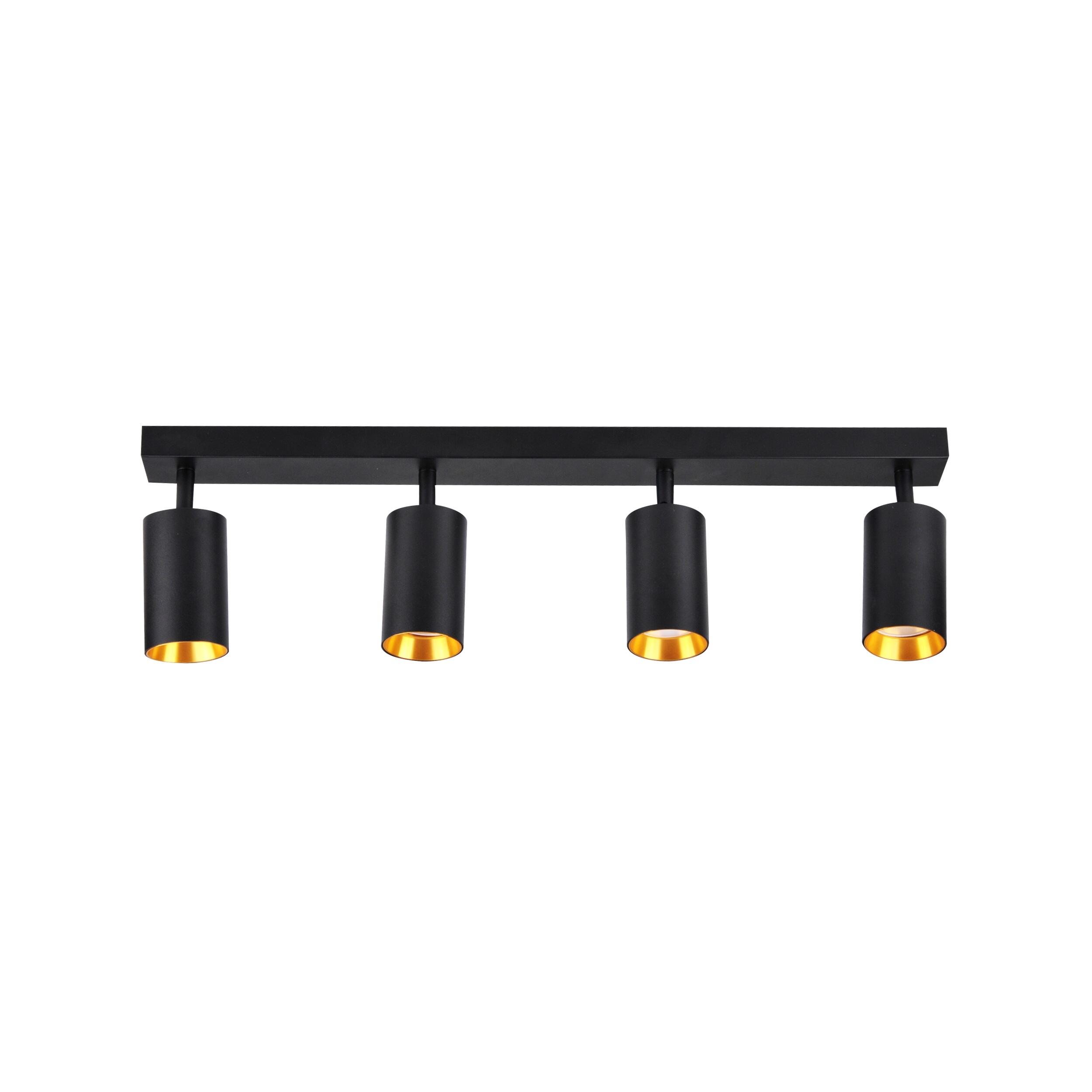 Lampa ścienno-sufitowa GU10 MARIBEL 4xGU10 10W kolor czarny + czarne/złote pierścienie - 2