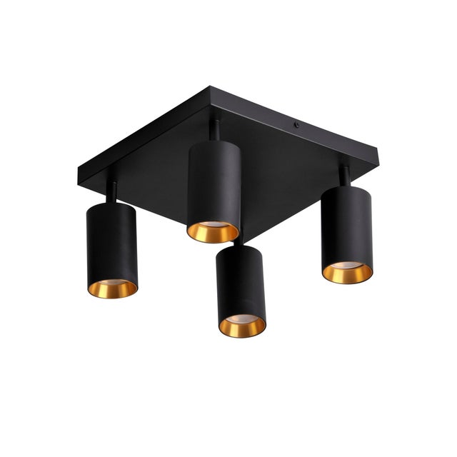 Lampa ścienno-sufitowa GU10 MARIBEL 4xGU10 10W kolor czarny + czarne/złote pierścienie