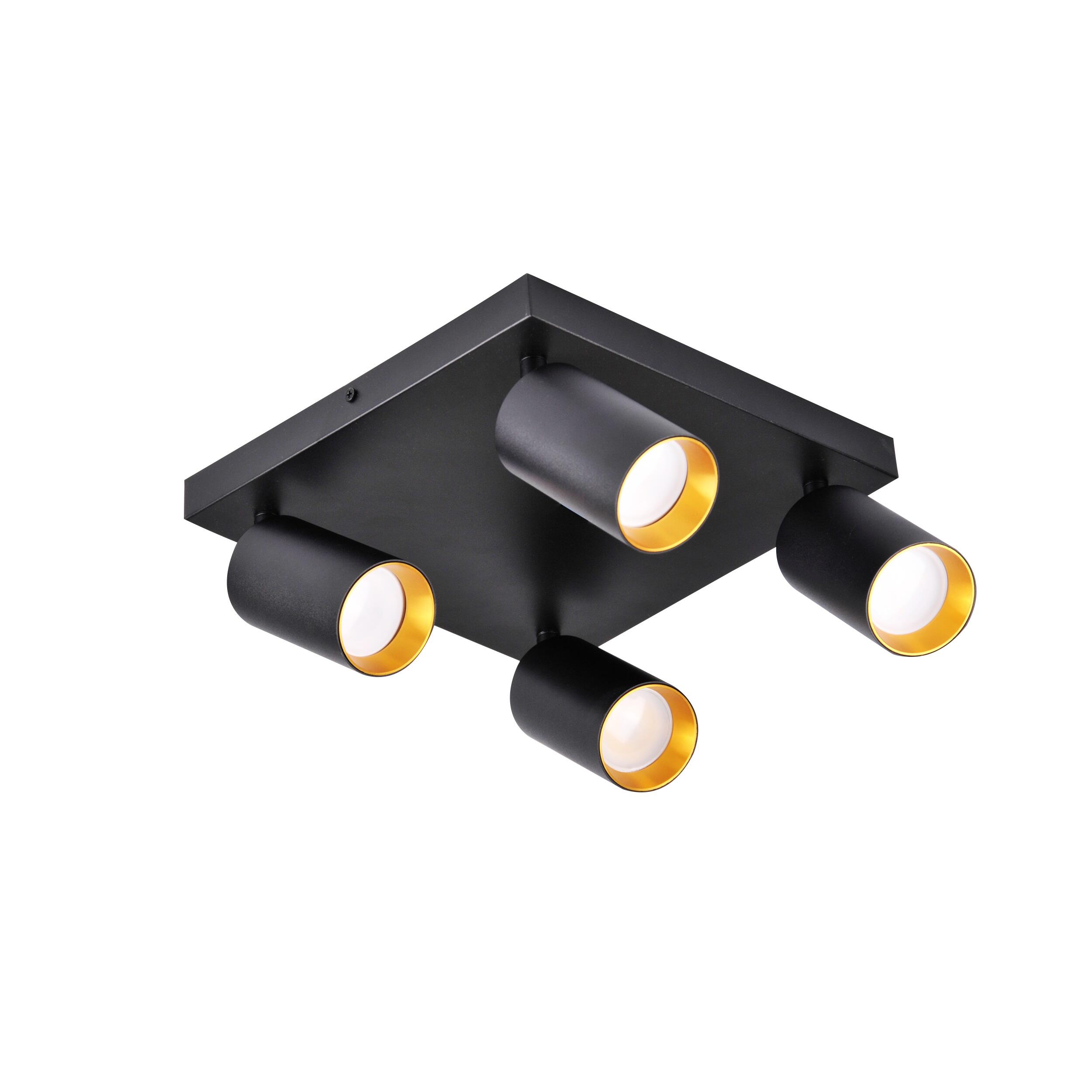 Lampa ścienno-sufitowa GU10 MARIBEL 4xGU10 10W kolor czarny + czarne/złote pierścienie - 2