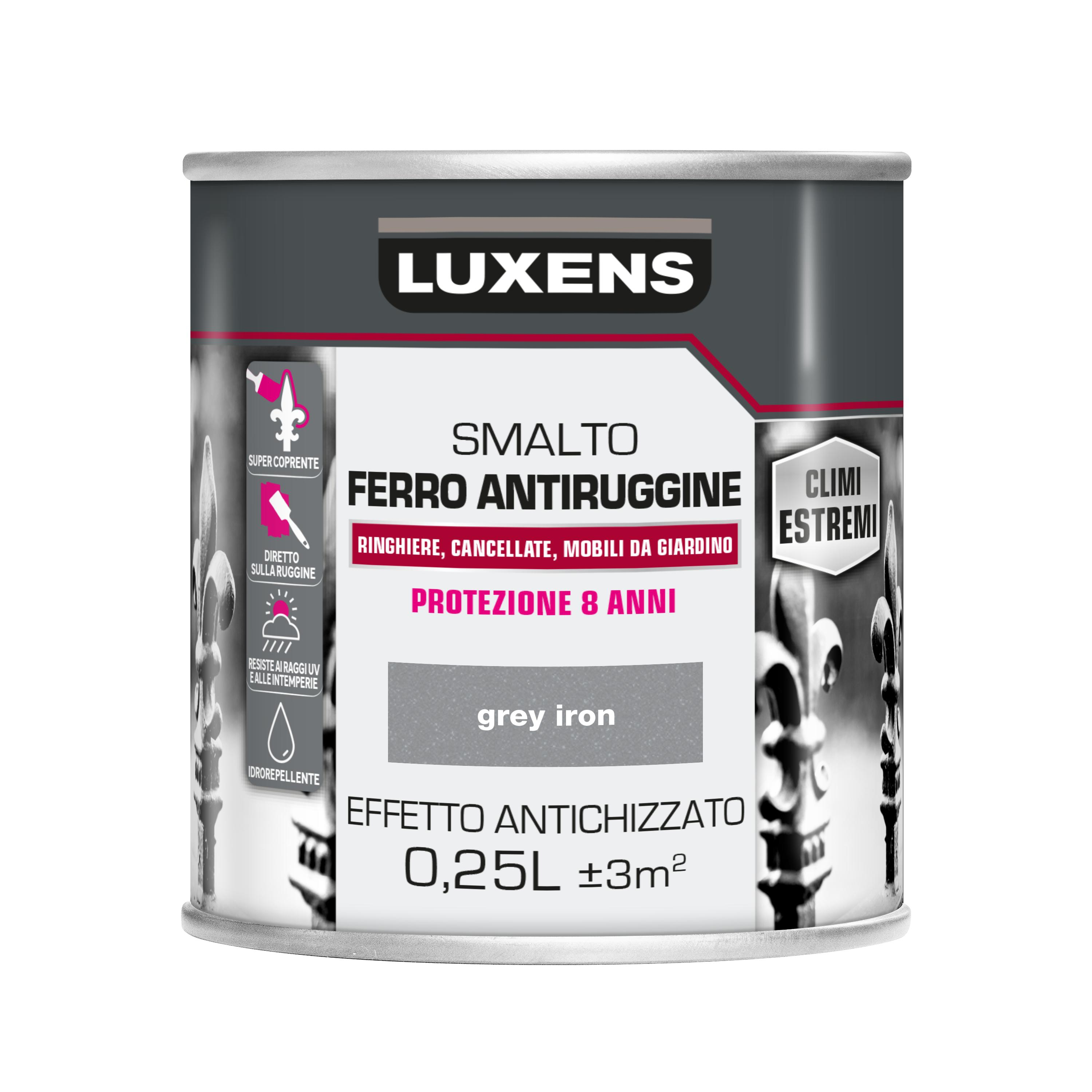 Vernice da esterno antiruggine per ferro LUXENS grigio ferro, anticato opaco, 0.25 l - 6