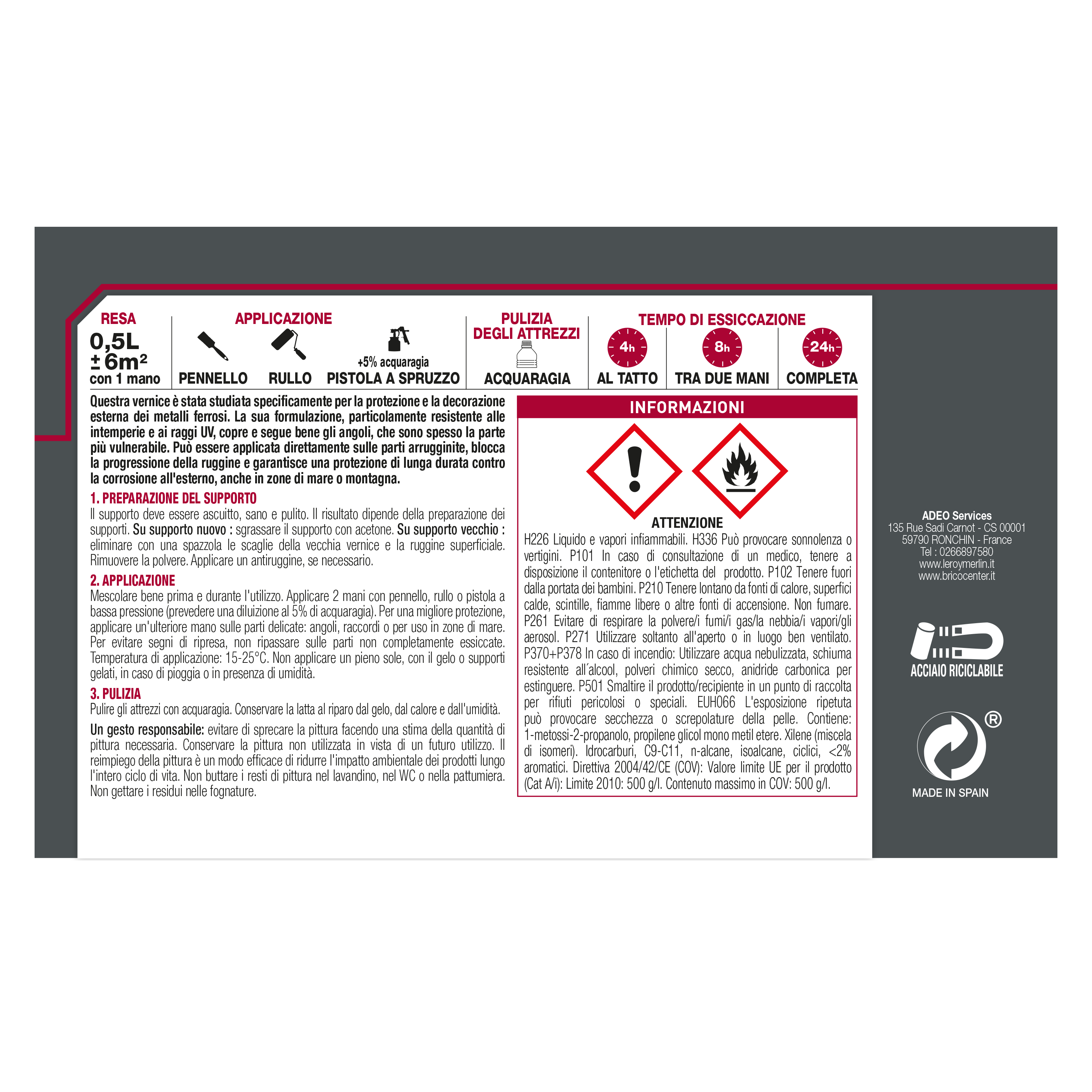 Vernice da esterno antiruggine per ferro LUXENS Climi estremi nero opaco, 0.5 l - 4