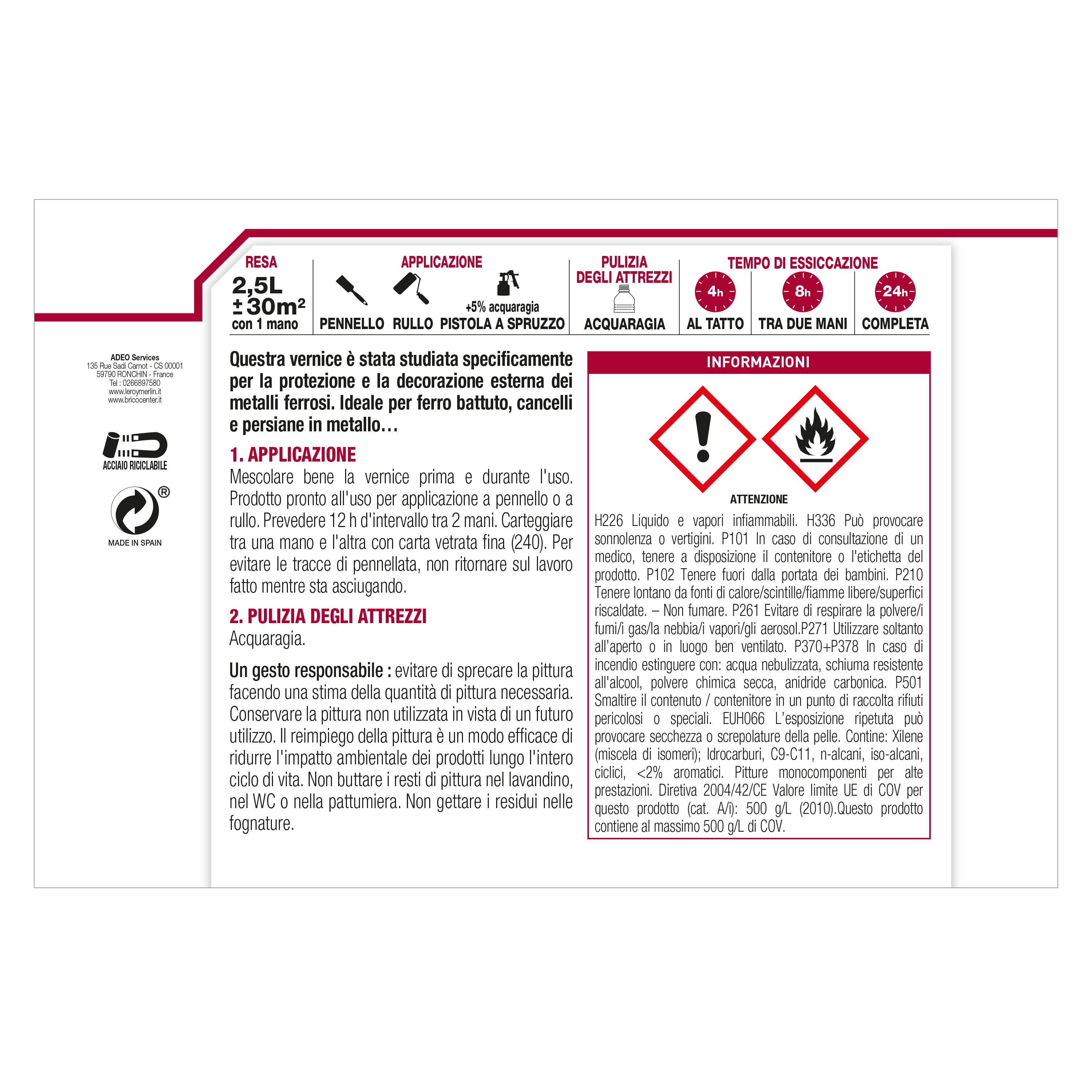 Vernice da esterno antiruggine per ferro LUXENS bianco lucido, 2.5 l - 3