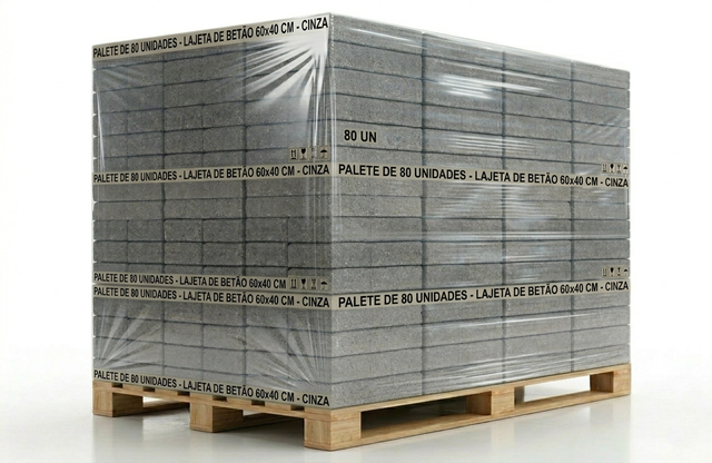 Palete de 80 unidades de Lajeta de betão 60x40 cm cinza