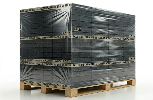 Palete de 76 unidades de Lajeta de betão ardósia 60x40 cm preto