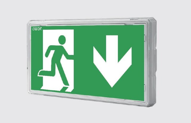 Oprawa awaryjna EXIT S LED IP65 1W 1h dwuzadaniowa natynktowa przycisk testu biała AWEX