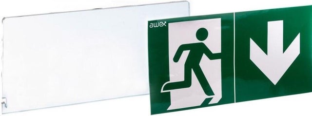 Plexa do oprawy awaryjnej z kompletem naklejek