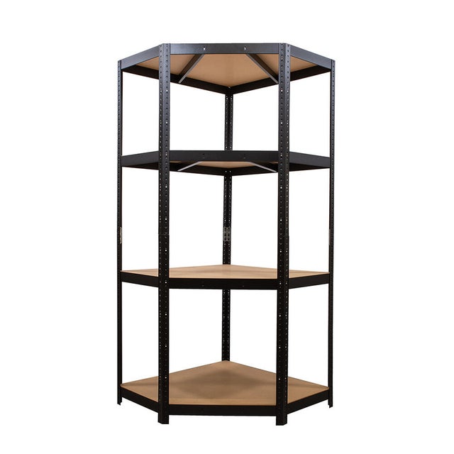 Regał magazynowy narożny Nero wym. 179x80x80x40 cm, 4 półki, nośność 175 kg 