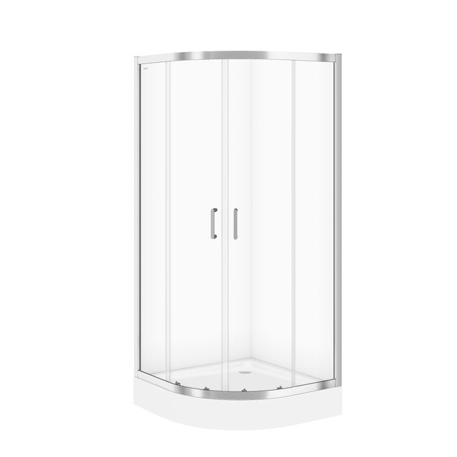 Kabina prysznicowa półokrągła Cersanit Arsena z brodzikiem 90 cm chrom